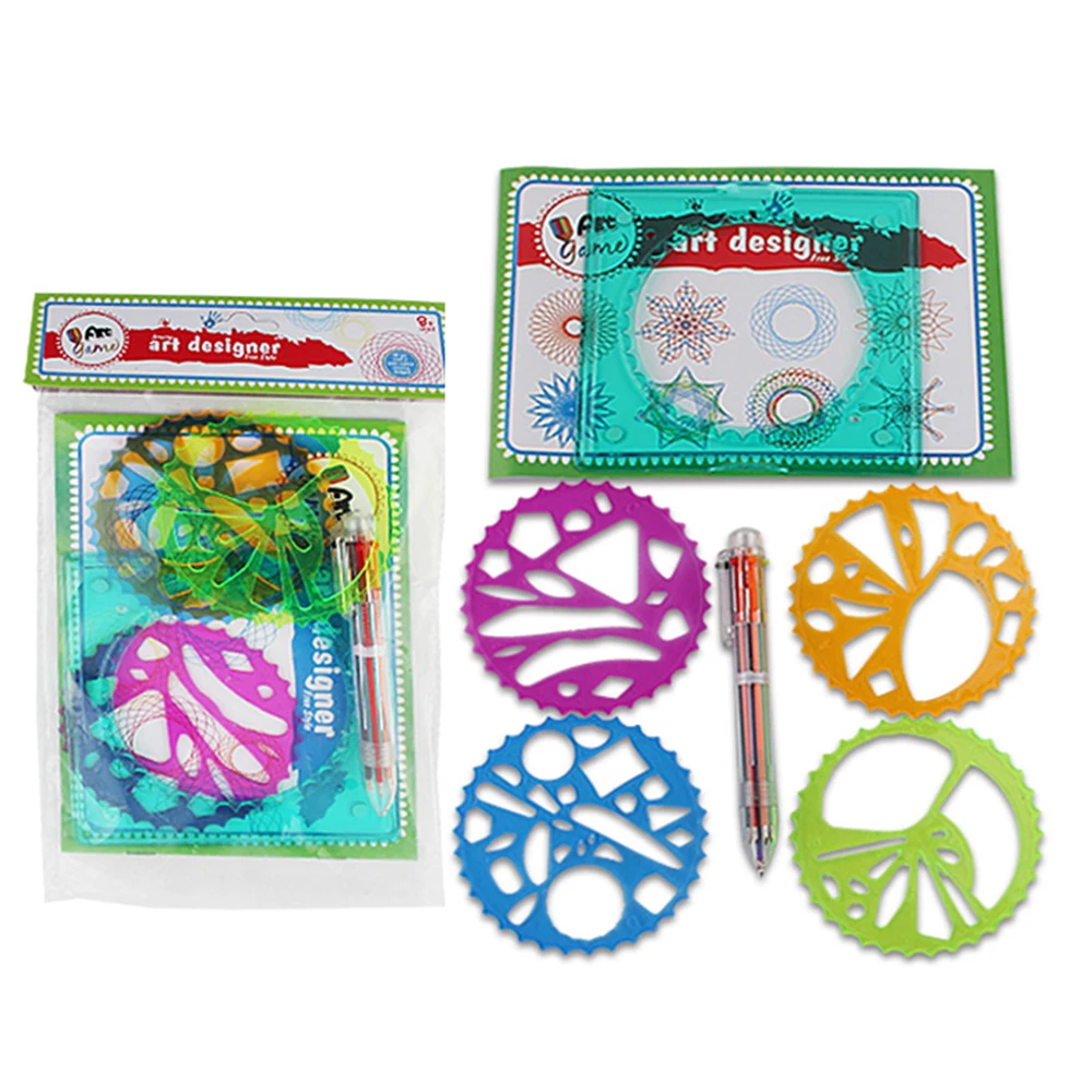 Spirograph terno variedade de magia arte das crianças pintura criativa modelos estudante papelaria melhorar a imaginação das crianças