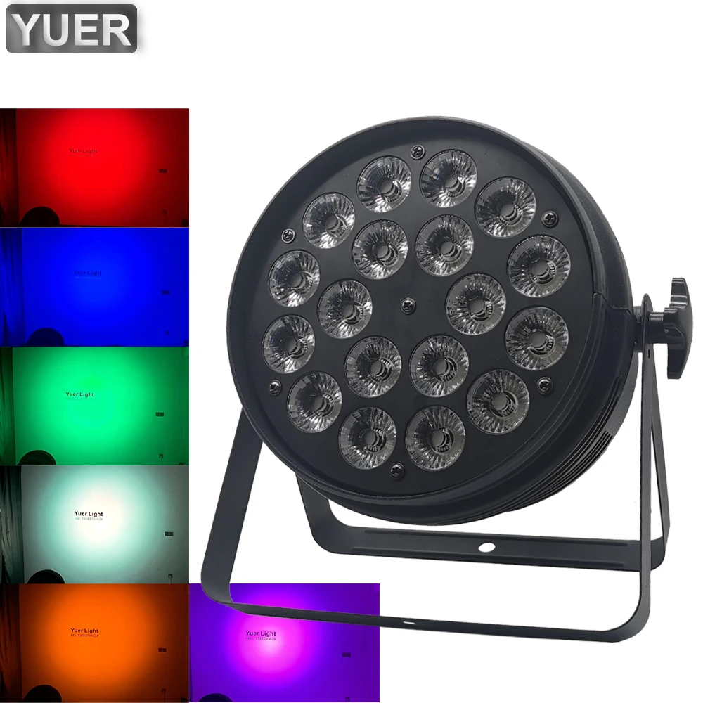 

18x18W RGBWA UV 6IN1 LED Flat Par Lighting DMX 512 Aluminum DJ Disco Wash Effect Professional Party Bar Stage Effect Lighting