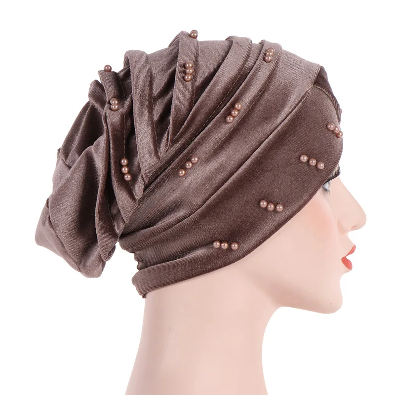 Pearl Velvet inner hijab caps muslim headdress women turban femme musulman soft solid color turbante ready to wear hijab bonnet