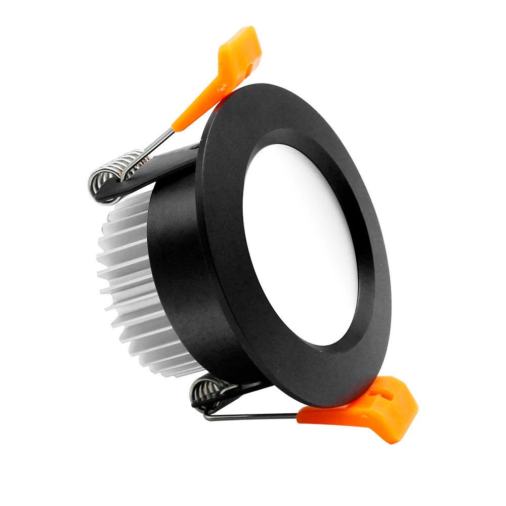 Luzes de teto para led, preto, 2 polegadas, 3w, embutido, regulável