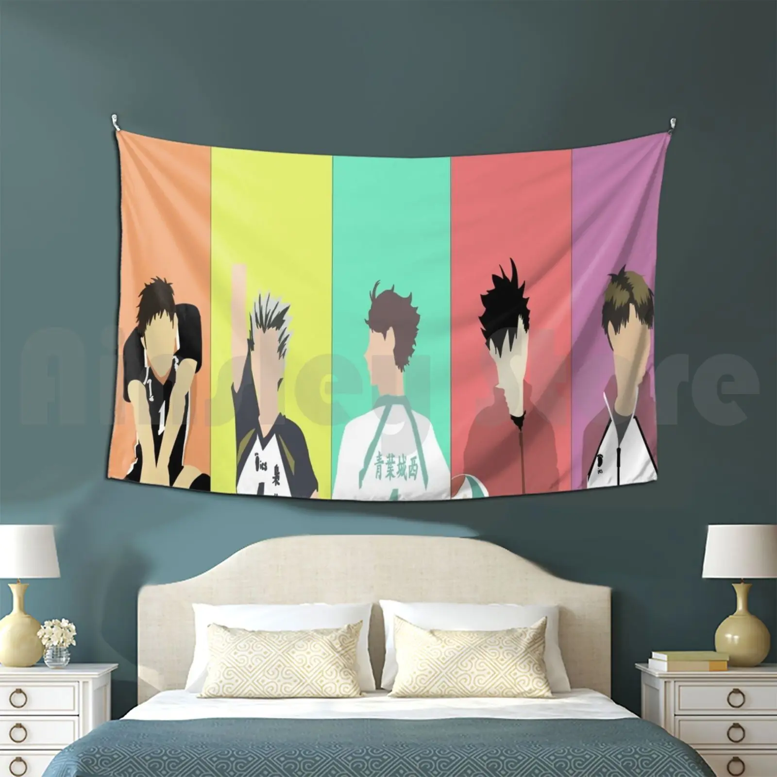 Haikyuu Captains Customized Tapestry Katienacho Haikyuu Daichi Bokuto Oikawa Kuroo Ushijima Volleyball