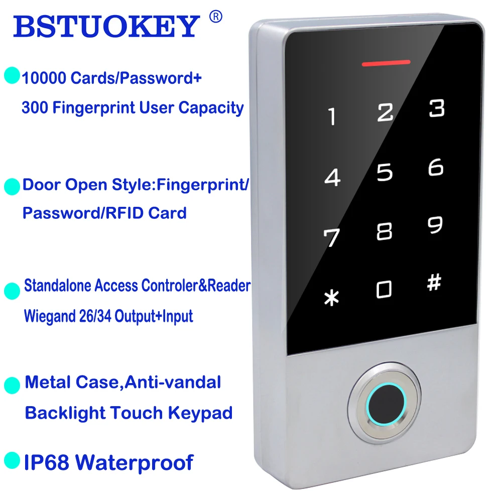 10K Users IP67 Metal Access Control System Fingerprint & Dual-Band RFID (EM/MF),Waterproof Biometric Controller - Electric Gates