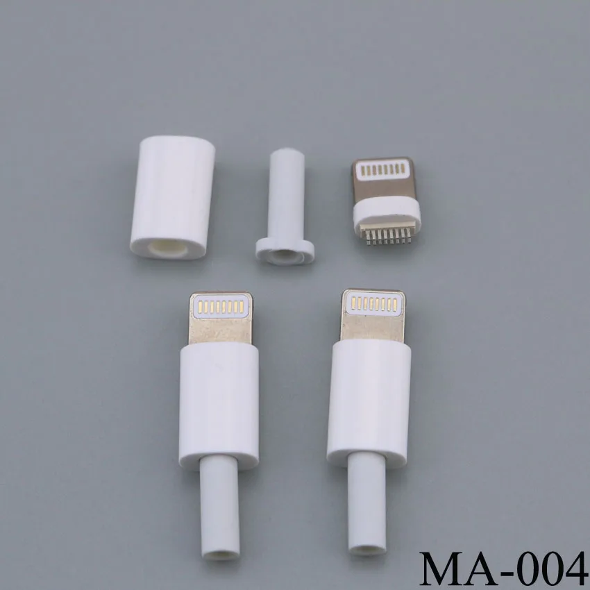 1 Set DIY Micro USB Type-C Welding Type Male 8 Pin Plug Connector w/Plastic Cover white/black for iphone 5 5s 6 6s plus 7 7plus - Image 2