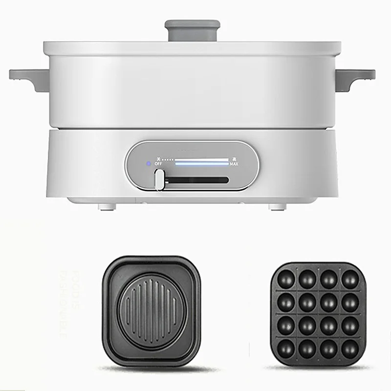 220V 3L Electric Cooking Pot Household Multi Cooker Non-stick Electric Hot Pot Frying Pan Meatball Maker WIth Octopus Ball Plate