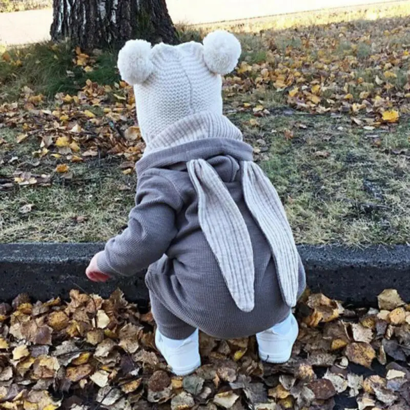 Spring Autumn Newborn Baby Clothes Bunny Baby Rompers Cotton Hoodie Newborn Girl Jumpsuit Fashion Infant Costume Boys Outfits