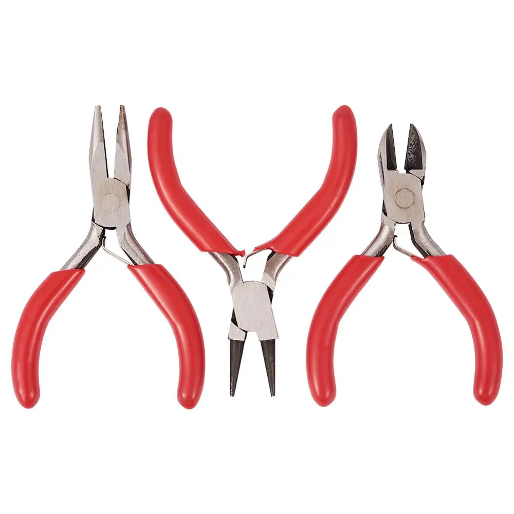 

3pcs/set Jewelry Pliers, for Children, including Round Nose Plier, Side Cutting Plier and Flat Nose Plier about 75~80mm long