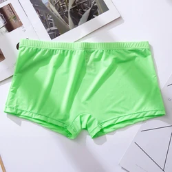 Mannen Ijs Zijde Shorts Ondergoed Transparante Ademende Effen Kleur Mannelijke Ultra Dunne Sneldrogende Badmode Strandkleding