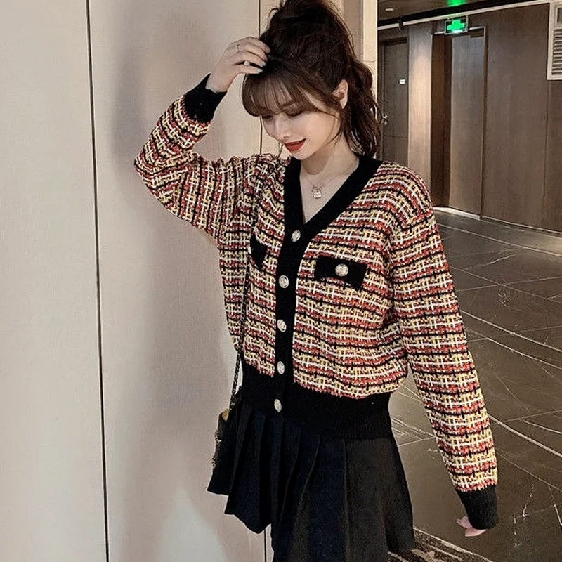 Cardigan Women 4 Colors Loose Vintage Elegant Plaid Design Harajuku College Spring Leisure Daily Popualr Stylish Female Holiday