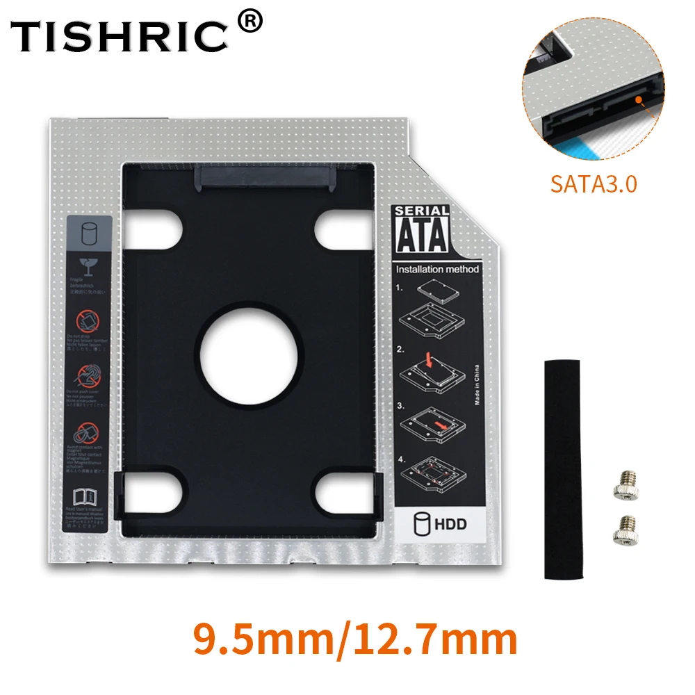 TISHRIC 2nd Hdd العلبة SSD SATA 3.0 قرص صلب الضميمة optibay 2.5 "محول 9.5/12.7 مللي متر العلبة لأجهزة الكمبيوتر المحمول CD DVD البصرية خليج