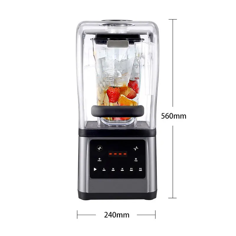 Frullatore per spremiagrumi commerciale frullatore da cucina elettrico silenzioso con coperchio tritaghiaccio portatile per frutta e verdura