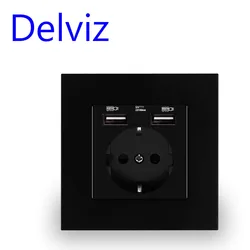 Delviz EU Standard USB Socket, Mobile phone charging socket, 86mm 16A pop home improvement plug socket, 5V USB Wall Power Outlet