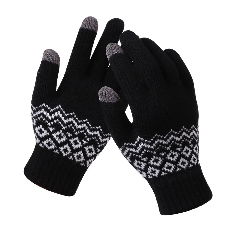 2023 Autumn Winter Warm Thick Men Gloves Winter Cashmere Wool Knitted Gloves Solid Mittens Women\'s Winter Riding Sking Glove