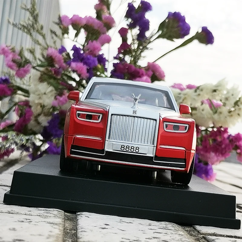 1:30 diecast rolls royce phantom scale model car with engine sound and pull back function for kids gift