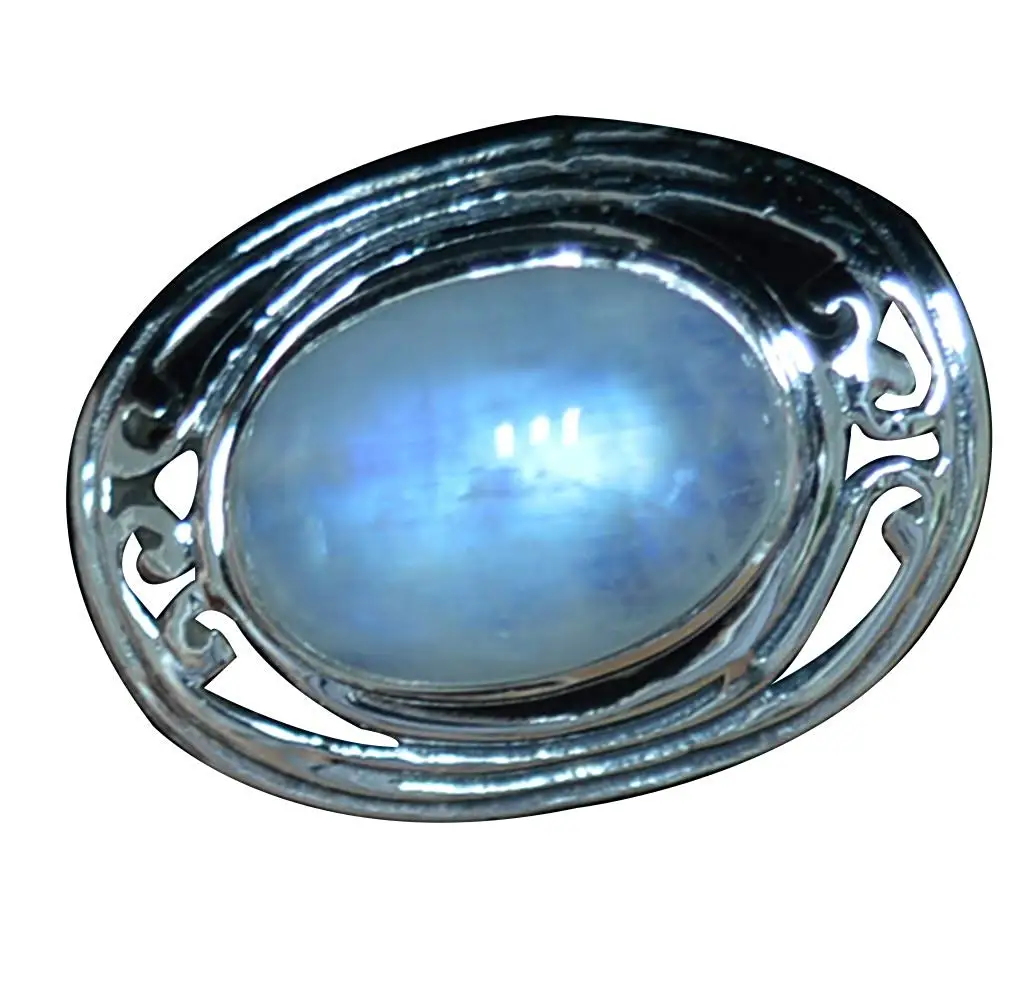 

Genuine Blue Fire Moonstone Ring 925 Sterling Silver, USA Size : 7, 2SR467