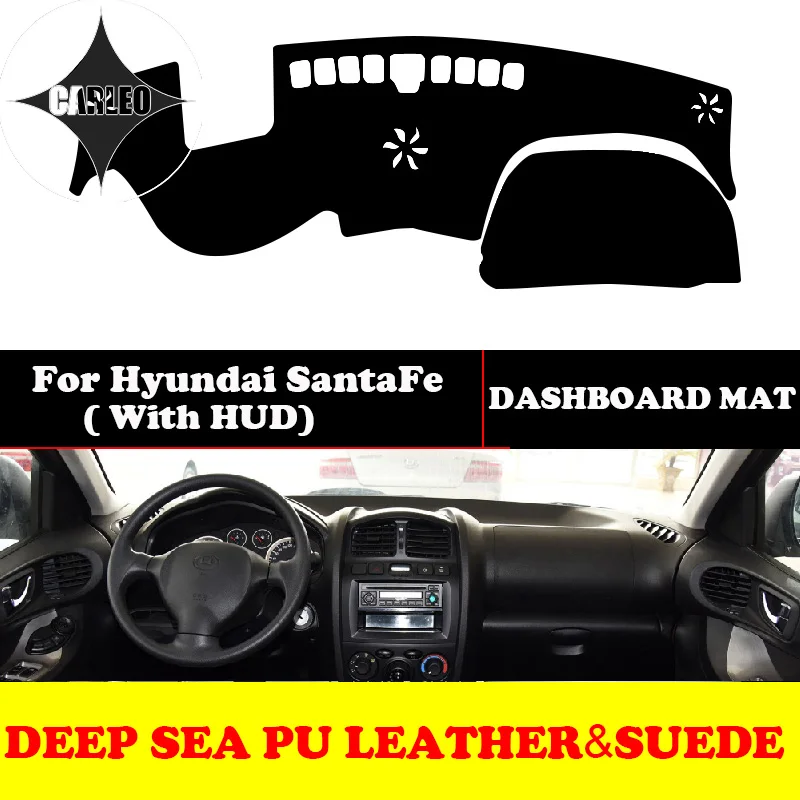 Custom for Hyundai SantaFe HUD Dashboard Avoid Light Pad Instrument Platform PU Leather Suede Insulation Mat