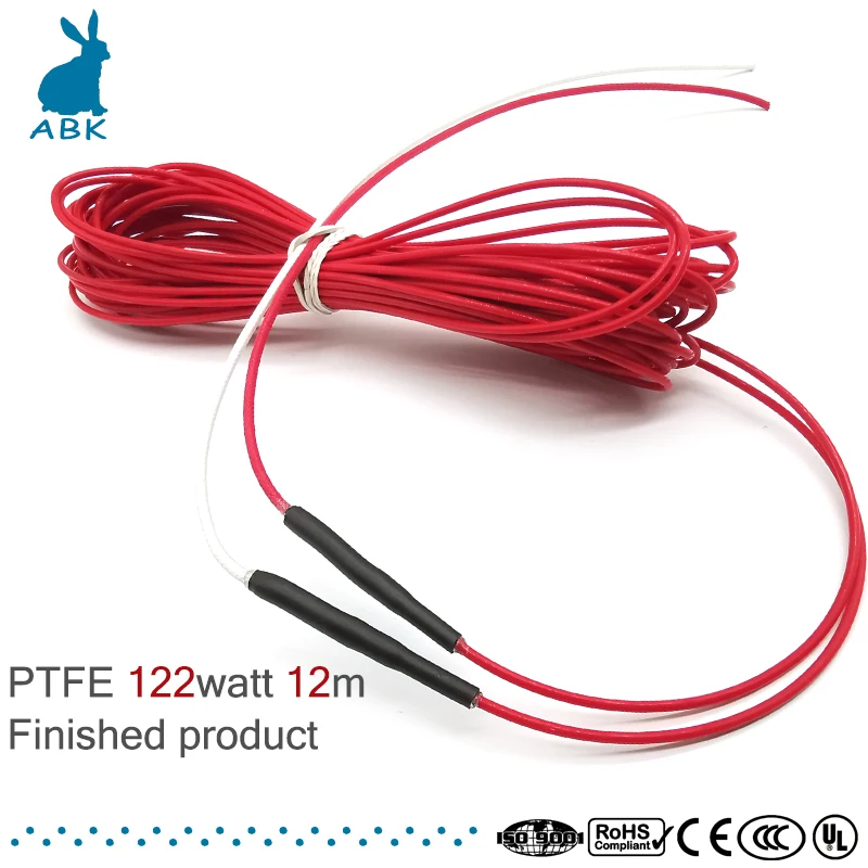 F12K 12meter 122w carbon fiber heating cable PTFE Flame retardant non-toxic radiation-free heating wire warm Heat cable