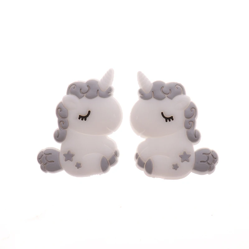 Fkisbox 5 pièces Silicone licorne anneau de dentition perles mignon dessin animé rongeur sans BPA bébé collier de dentition Mordedor soins infirmiers bijoux à bricoler soi-même jouet