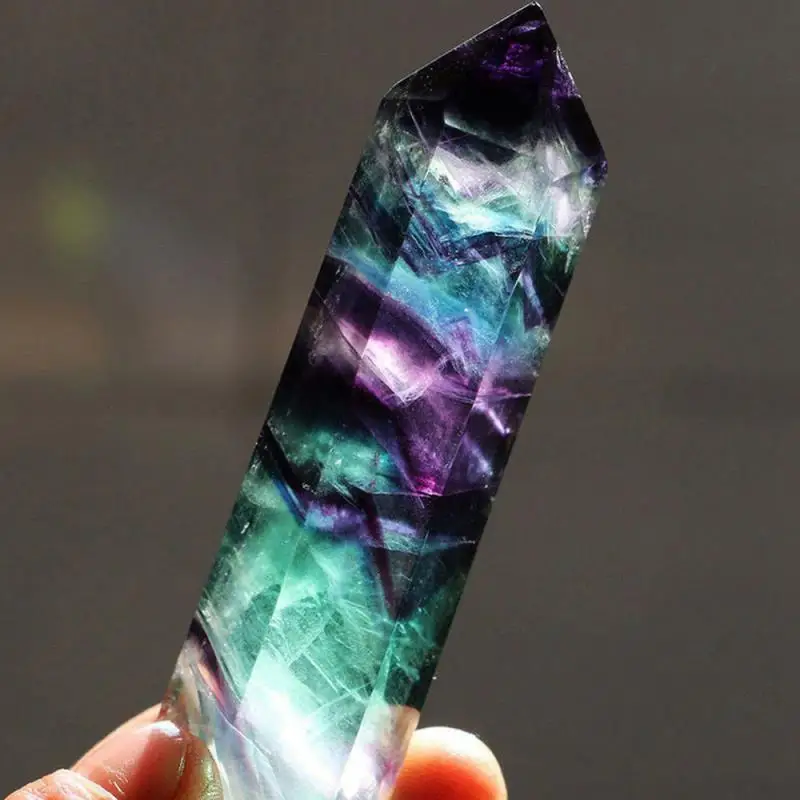 Rare Natural Color Fluorite Crystal Point Healing