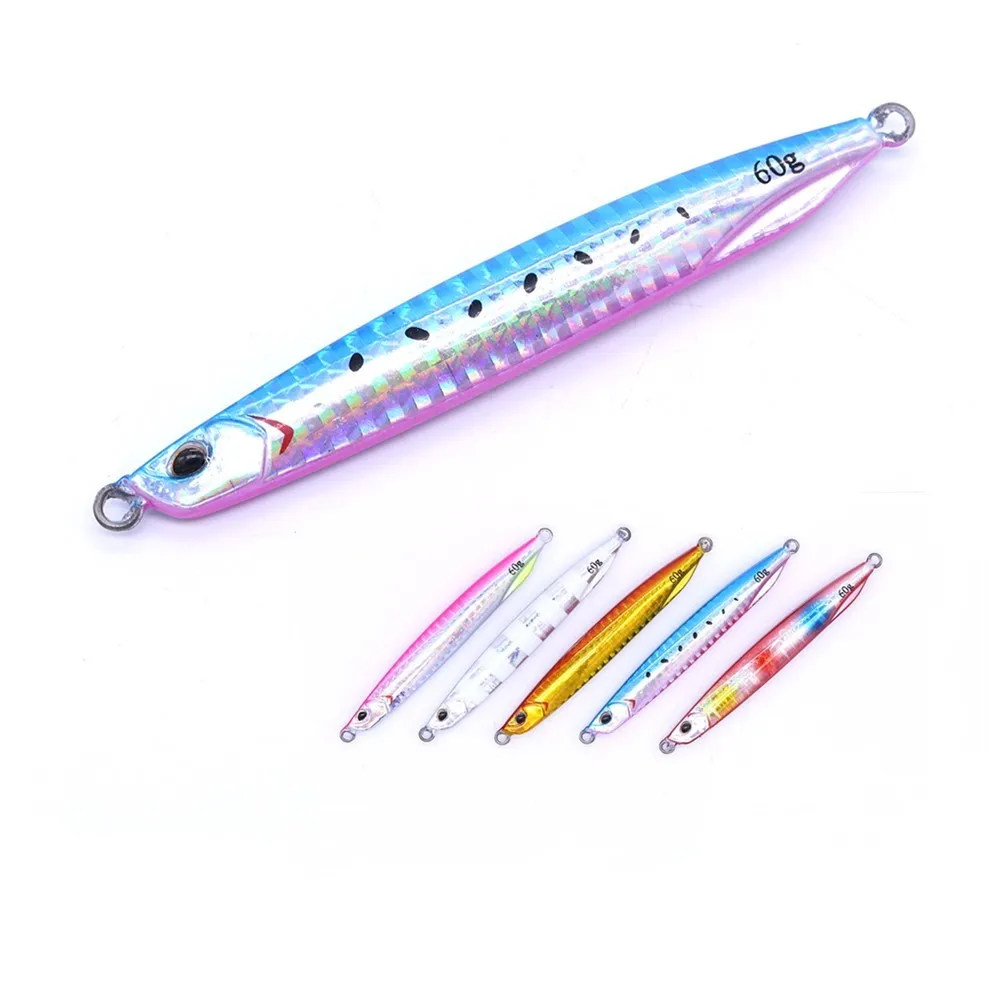 CASTFUN Drag Metal Super Slim Jigging 40g 60g 1pc Casting Jig Metal Jig Artificial Baits Glowing Slow Jigging Fishing