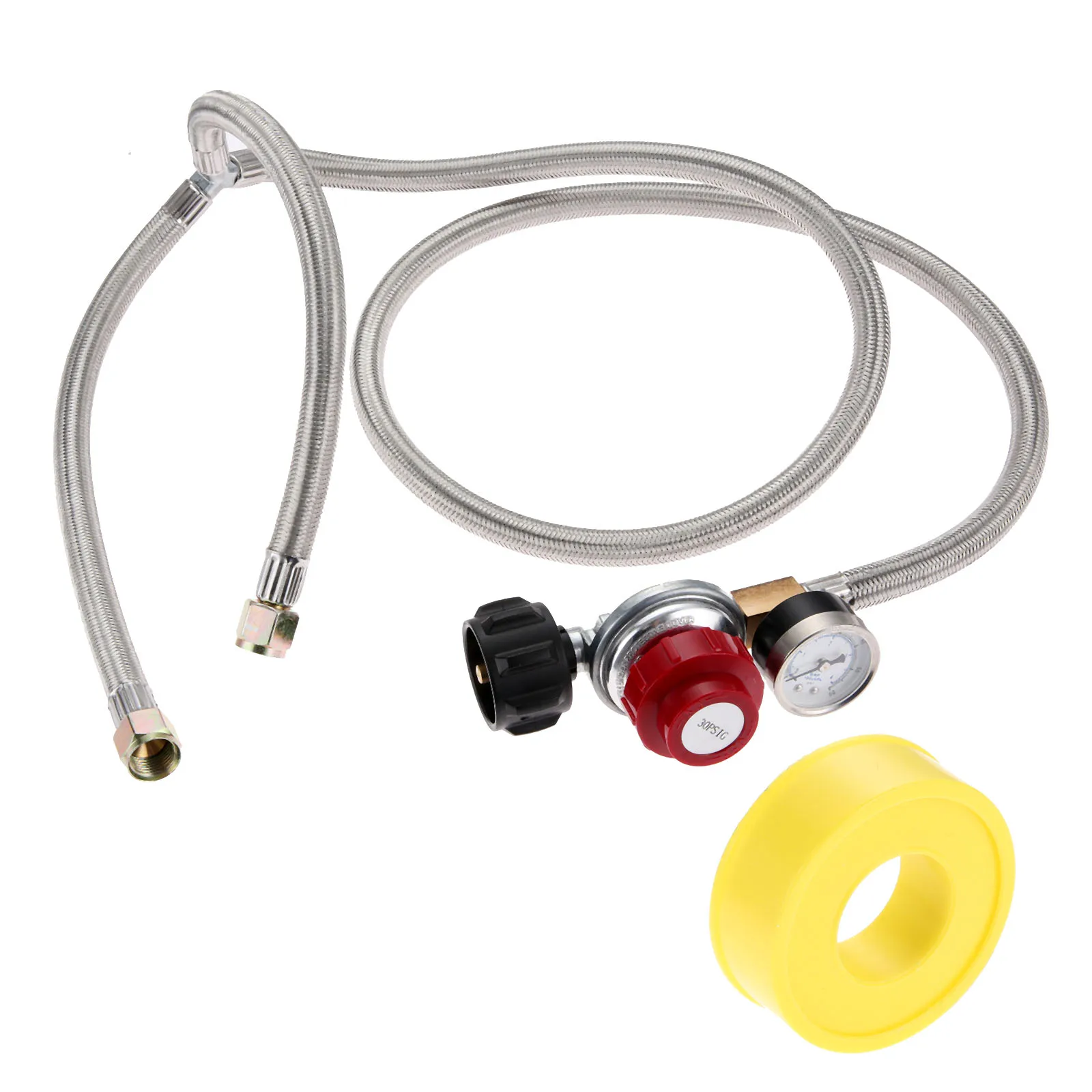 0-30 PSI Adjustable Regulator with Stainless Braided 2Y-Splitter Hose for Heaters/Grills Fire Pit High Pressure Regulator Valve