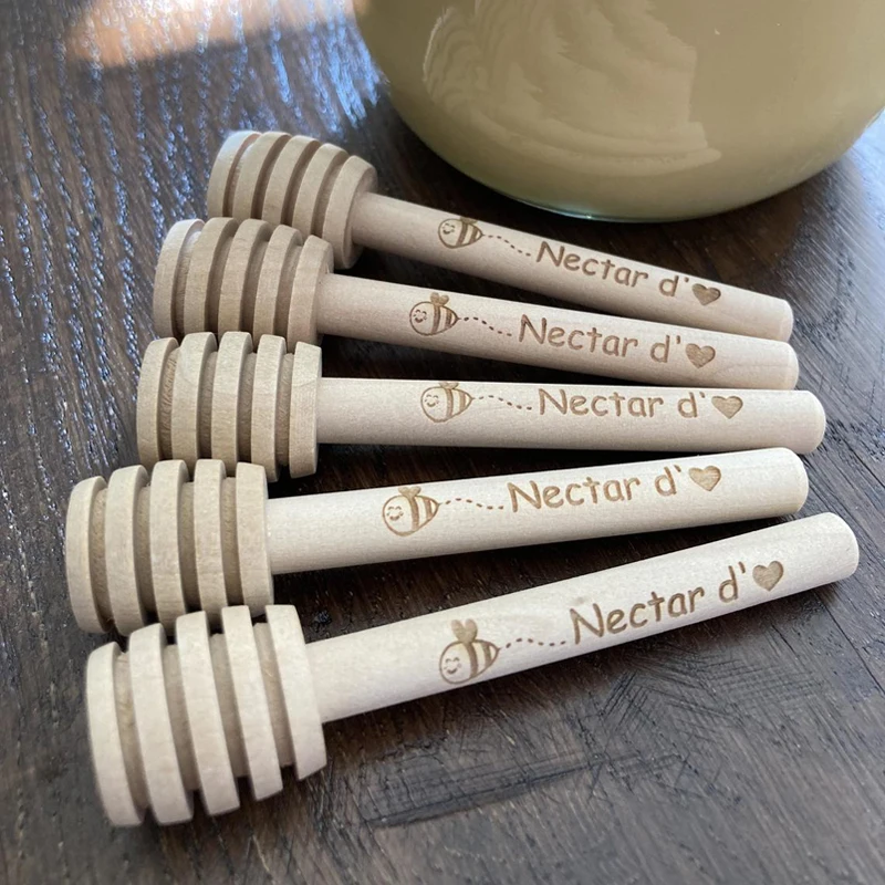 Barra de agitación de miel de madera personalizada, palo de mezcla de miel práctico, tarro, cuchara, suministros para café, leche, té, herramientas de cocina