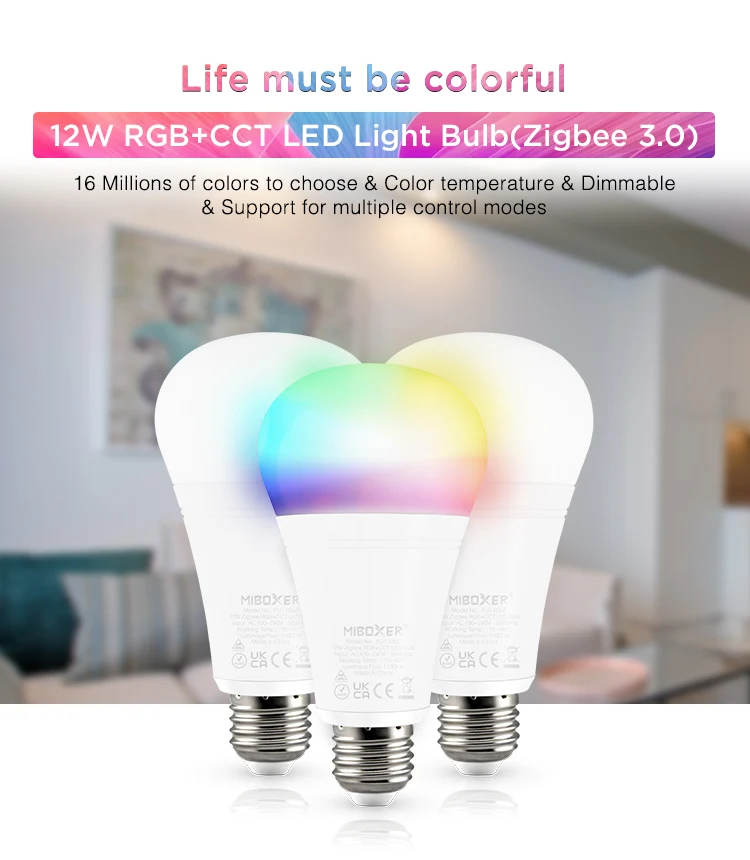 Miboxer Zigbee RGB+CCT LED Bulb Light 4W/6W/12W GU10 E27 Smart Dimmable Spotlight Lamp FUT089Z RF Remote WIFI ZB-Box2 ZB-Box3
