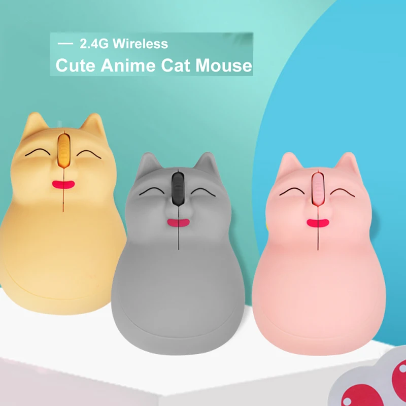 

2.4G Wireless Mouse For Kids Gift Cute Anime Cat Designed Creative Mause 3D Ergonomic USB Optical 1200 DPI Mice For PC Laptop