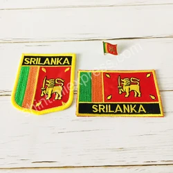 Sri Lanka National Flag Embroidery Patches Badge Shield And Square Shape Pin One Set On The Cloth Armband   Backpack  Decoration