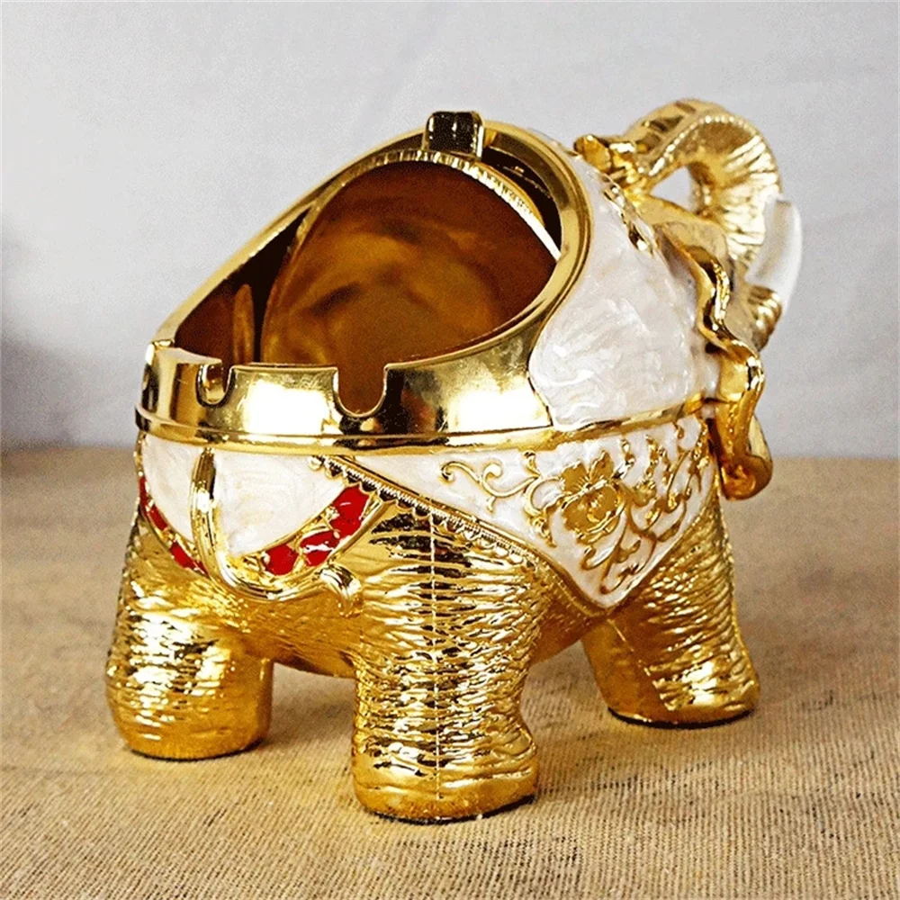 Creative Ashtrays With Lid Metal Animal Elephant Smokeless Desk Decoration Home Accessories Cigarette Extinguisher