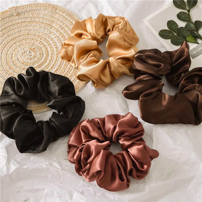 ขนาดใหญ่ Scrunchies Big ผม Ties ผมวงยืดหยุ่น Girs ผู้ถือหางม้า Smooth Satin Scrunchie ผู้หญิงอุปกรณ์เสริมผม