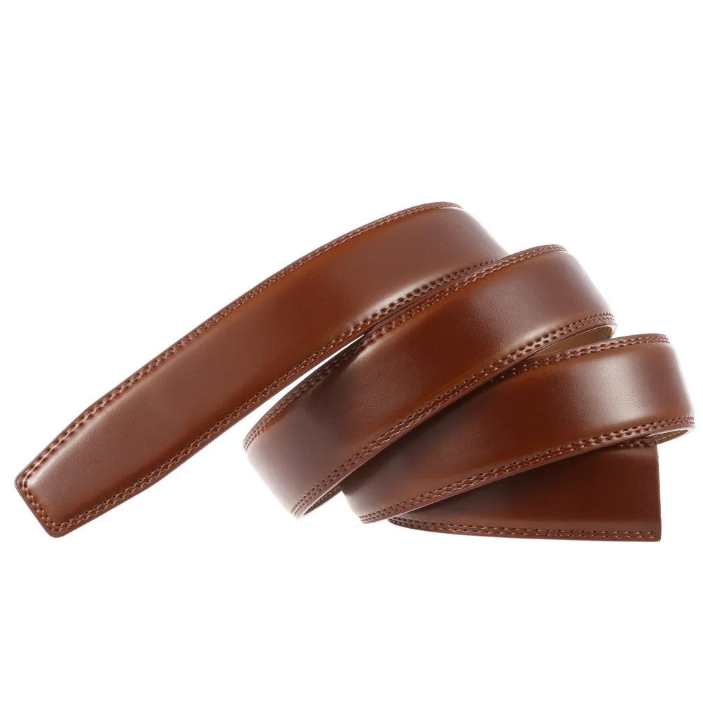 3.5 Cm Brede Lederen Riem Zonder Gesp Mannen Luxe Designer Riem Merk Riemen Voor Mannelijke Vintage Hoge Kwaliteit Koeienhuid