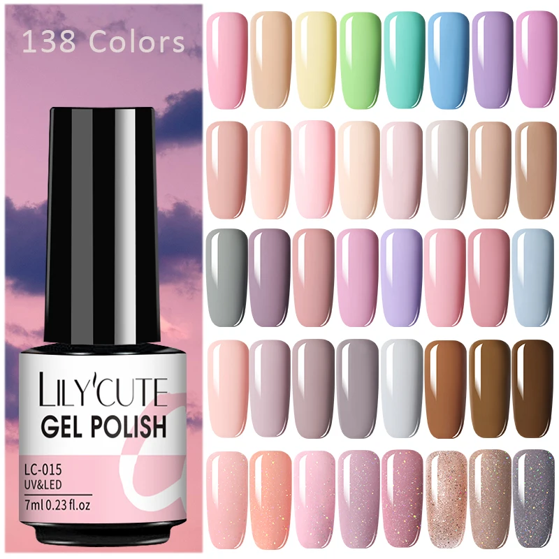 LILYCUTE 7ml Gel Nail Polish For Nails Semi Permanent Soak Off Gel UV LED Varnishes Base Top Matte Coat DIY Nail Art Gel Polish