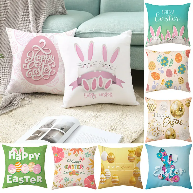 Frigg 45*45Cm Easter Decorations Cushion Cover Bunny Easter Eggs Pillowcase Cotton Cover Cushion Happy Easter Cushion Decorative