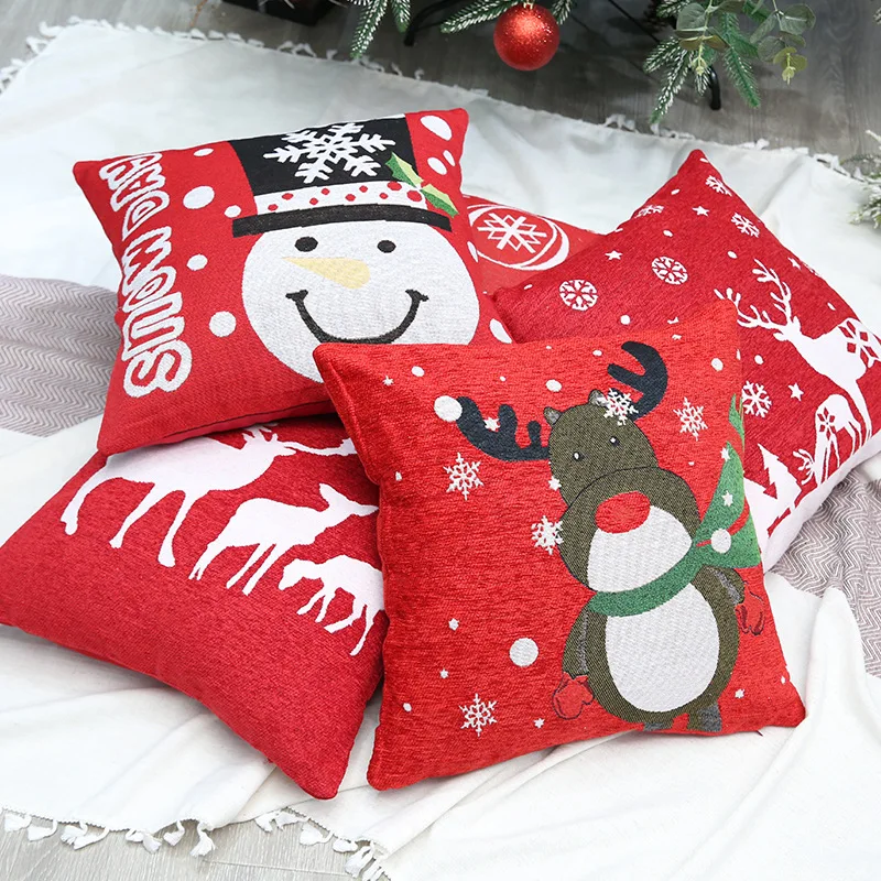 45cm Merry Christmas Cushion Cover Pillowcase Christmas Decorations for Home Xmas Noel Ornament Happy New Year 2021