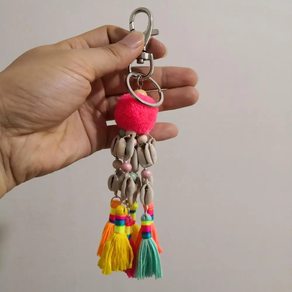 Bohemian Handmade Jewelry Key ring Pendant Shells Tassel Keychain for Women Bag accessories Car Key Chains