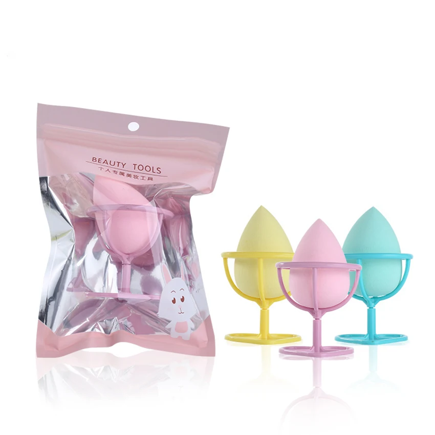 1 conjunto de maquiagem pó puff com suportes bandeja, meninas feminino esponja cosmética sopro bb creme fundação puff rack suporte ferramentas beleza