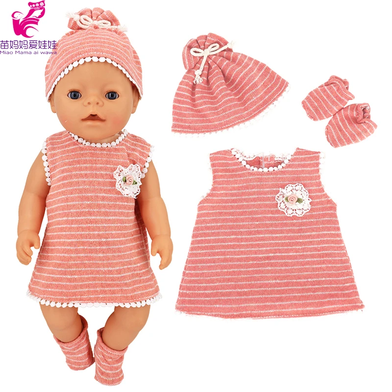 Doll clothes 43 cm baby doll pink skirt + hat + socks suitable for 17 inch reborn dolls clothes