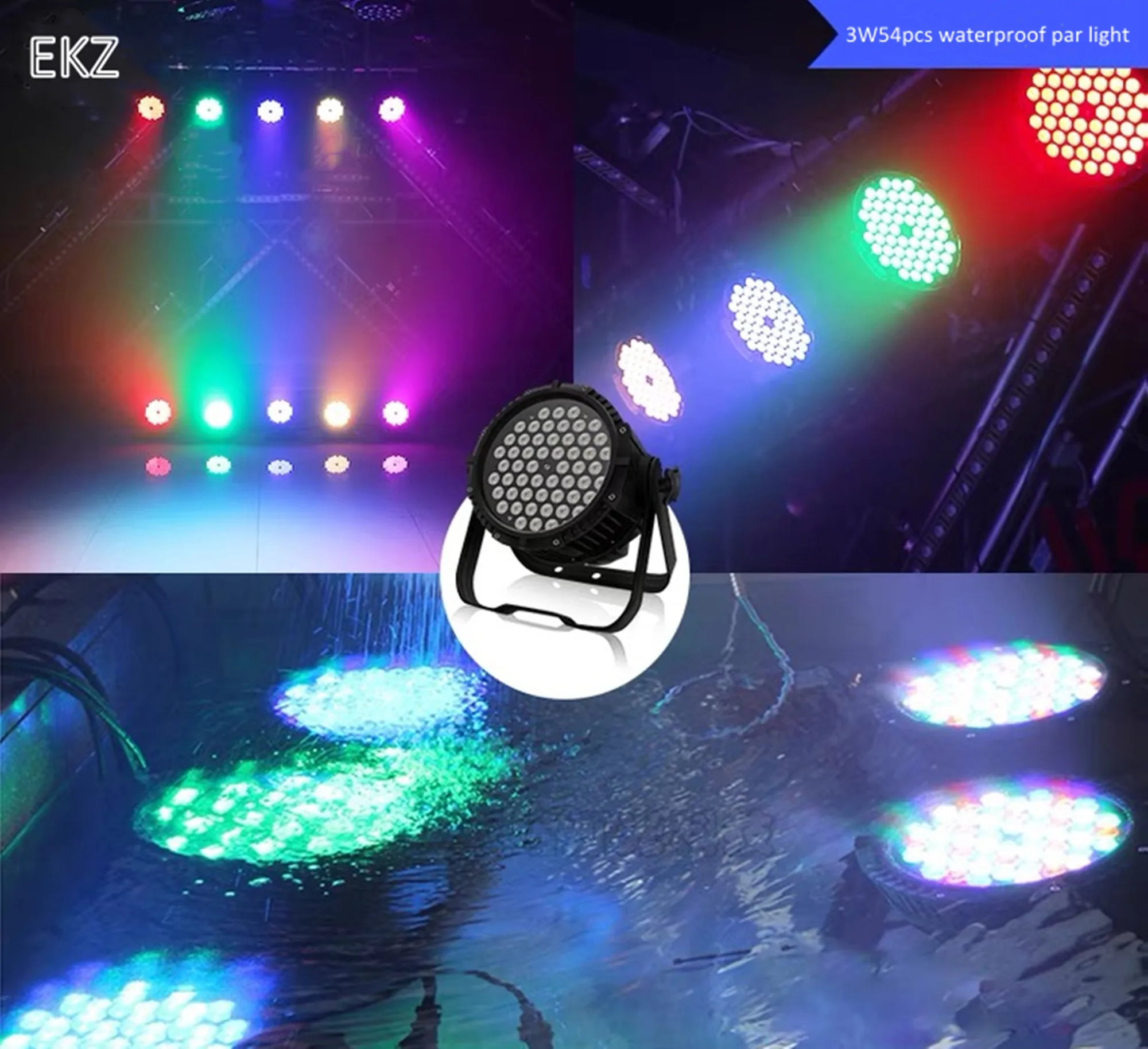 LED Flat Waterproof 54x3W RGBW Par Light DMX Controller Party Dj Disco Bar Projector  IP65 Professional Stage Equipment