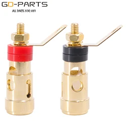 Gold plated Brass Speaker AMP Binding Post Spring Loaded Press Clip Terminal Connectors For Hifi Audio Amplifier Subwoofer 1PC