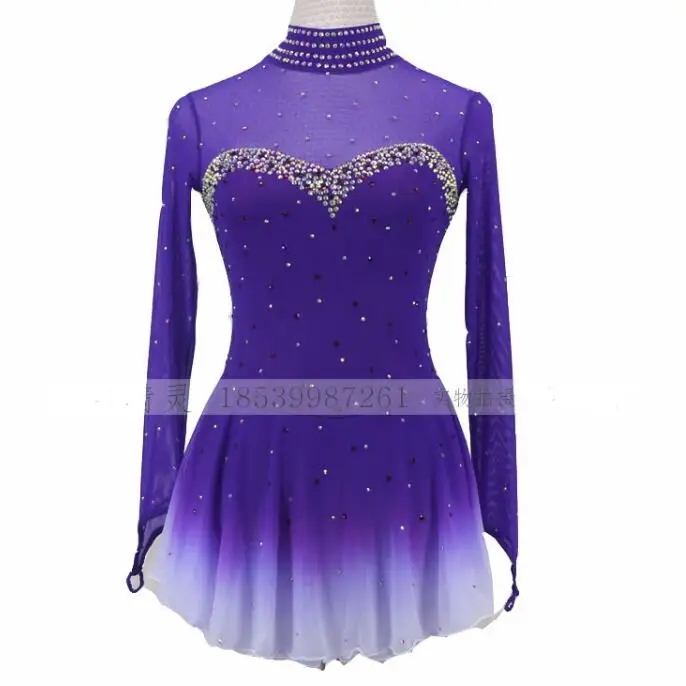 Figure Skating Dress Competition dresses Girl Rhinestone Performance Women Shiny