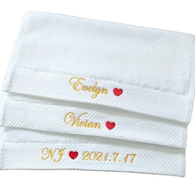 2Pcs 31CM*31CM Scarf Towel Embroidered Name Customized Towel Text Logo Snow White Party Supplies Wedding Gifts for Guests