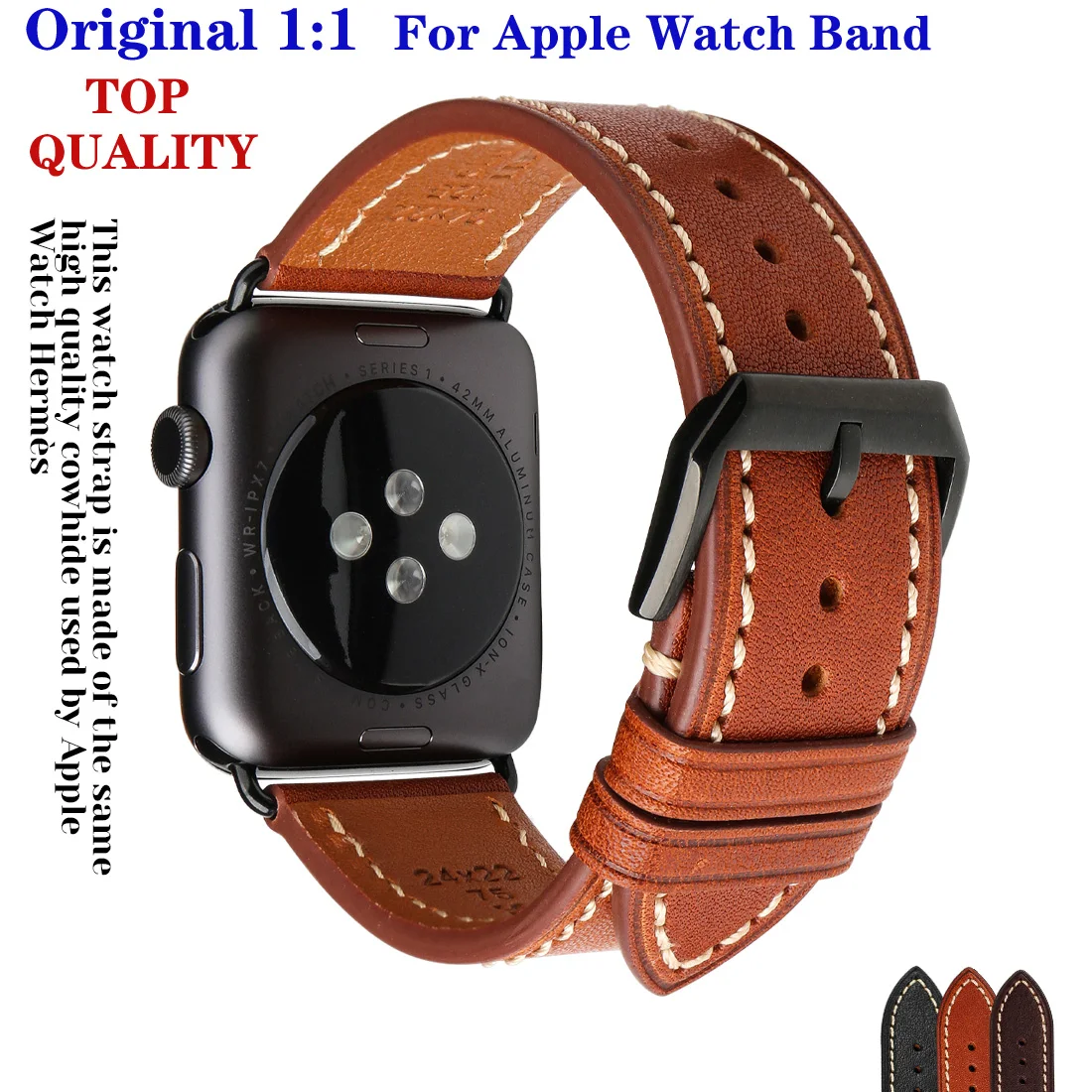 Top Quality Leather Band For Apple Watch 45mm 41mm 44mm 40mm 42mm 38mm Series 7 6 SE 5 4 3 Bracelet  Accessories iWatch Strap