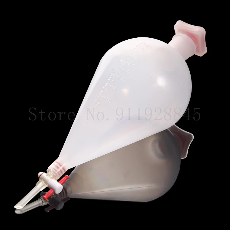 1PC lab 125ml 250ml 500ml 1000ml Pear-shaped Plastic Separatory PP funnel with PTFE Piston Laboratory Equipment