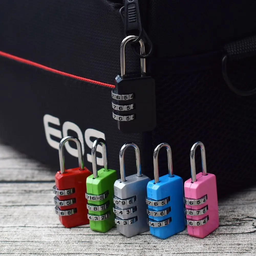 3 Dial Digit Password Lock Combination Suitcase Luggage Metal Code Password Lock Padlock Zinc Alloy Coded Lock Keyed Padlock