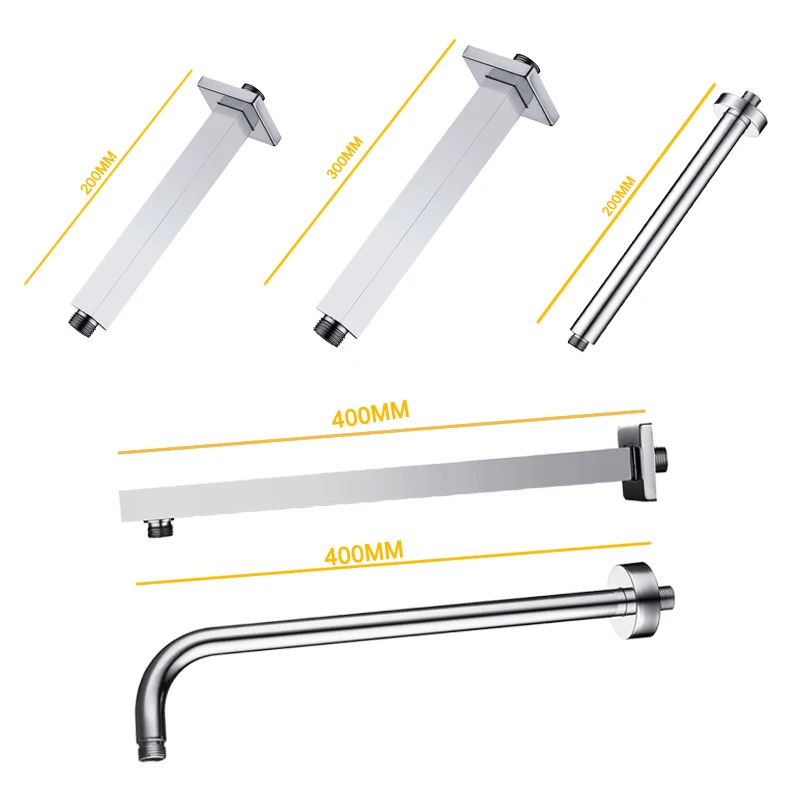 Wall Ceiling Mounted Shower Arm Stainless Steel Shine Chromed Bathroom Accessories Top Head Fixed Pipe Shower Holder