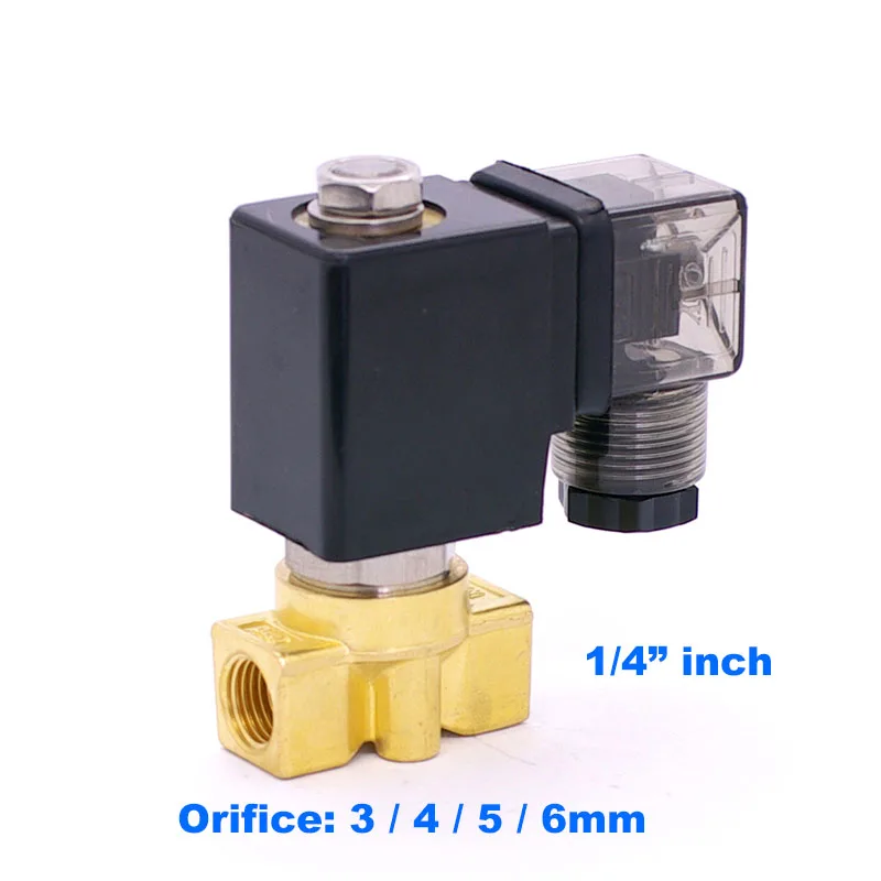 

PU Series PU-03/04/05/06 Normally Close 2 Way Direct Actuated Mini Brass Water Solenoid Valve 1/4 BSP Thread D14511 Coil