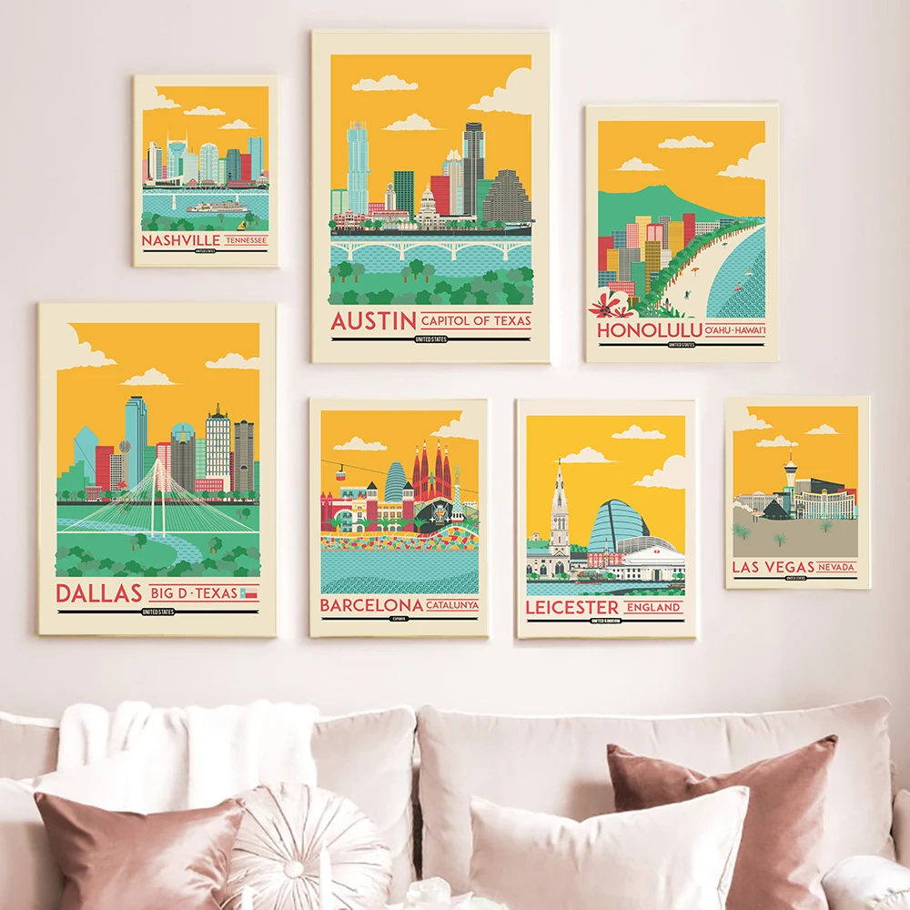 

California City Vintage Retro Poster Wall Art Canvas Painting Nordic Posters And Prints Wall Pictures For Living Room Home Decor