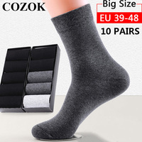 10Pairs/set Business Men Cotton Socks New Style Black Casual Socks Soft Breathable Summer Winter Long Socks Plus Size EU46,47,48