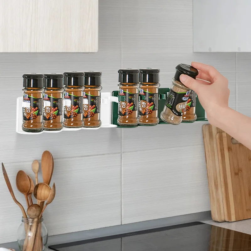 

5PCS Kitchen Wall Mount Spice Storage Rack Cupboard Door Seasoning Bottle Storage Rack Home Storage Tools