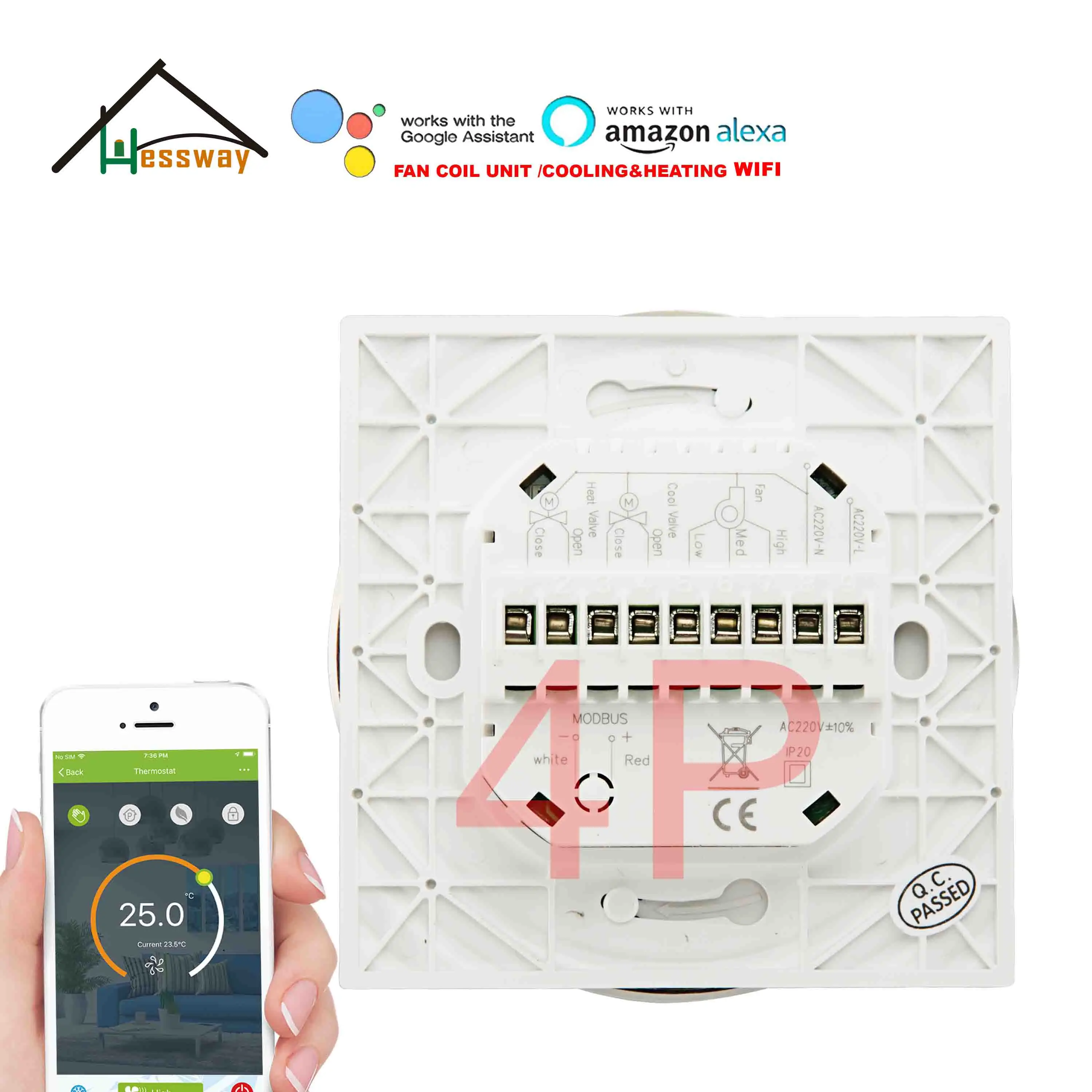 HESSWAY – thermostat wifi 24v 220v, pour climatiseur, régulateur de température intelligent, google